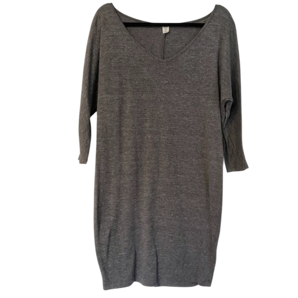 Gray Old Navy Dress 3/4 Sleeves V-Neck